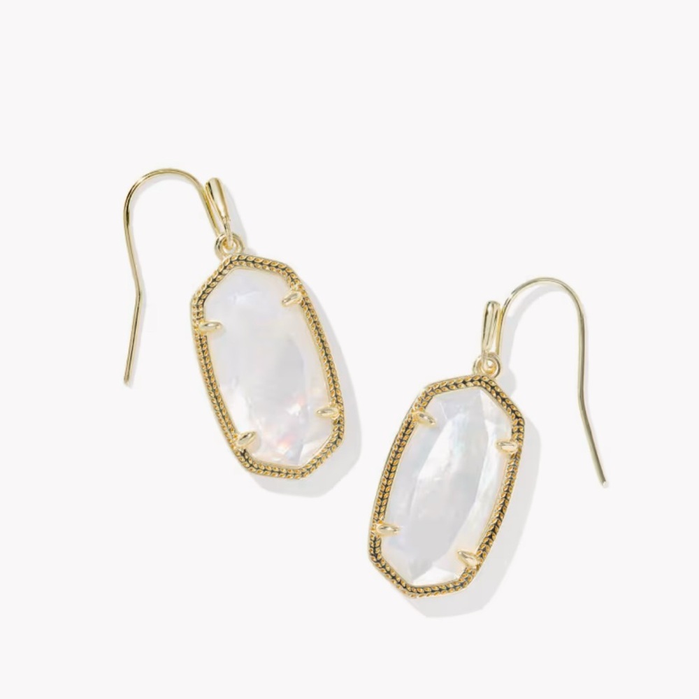 Kendra Scott Dani Gold Drop Earrings Ivory Mother-of-Pearl, Excellent Condition!